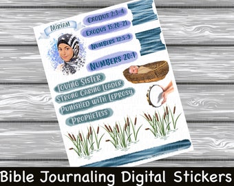 Miriam Women Of The Bible Series, Bible Journaling Printable Sticker Sheet, Instant Digital Download