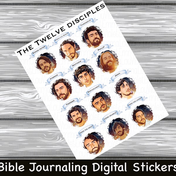 The Twelve Disciples Men Of The Bible Series Bible Journaling Printable Sticker Sheet Instant Digital Download