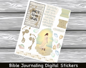 Just A Closer Walk Hymn: Bible Journaling Stickers (Digital Download)