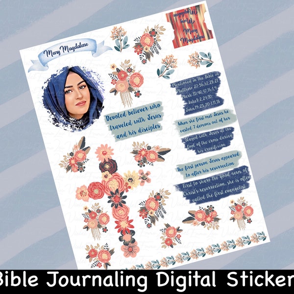 Mary Magdalene Women of the Bible, Bible journaling stickers, journaling supplies, planner stickers, Bible study