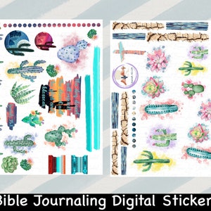 Desert Cactus Bible Journaling Stickers: Faith Art Printable (Digital Download)