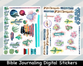 Desert Cactus Bible Journaling Stickers: Faith Art Printable (Digital Download)
