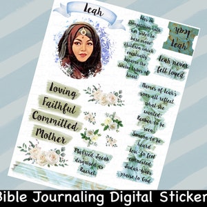 Leah-Women Of The Bible Series Bible Journaling Printable Sticker Sheet,Bible Study, Bible Stickers,Planner, Instant Download