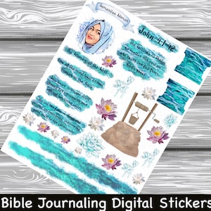 La mujer samaritana - Serie Mujeres de la Biblia, pegatinas imprimibles del diario bíblico Descarga digital