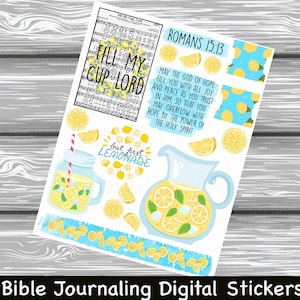 Riempi la mia tazza Lord Hymn Serie di adesivi Bibbia Journaling foglio adesivo stampabile Download digitale istantaneo