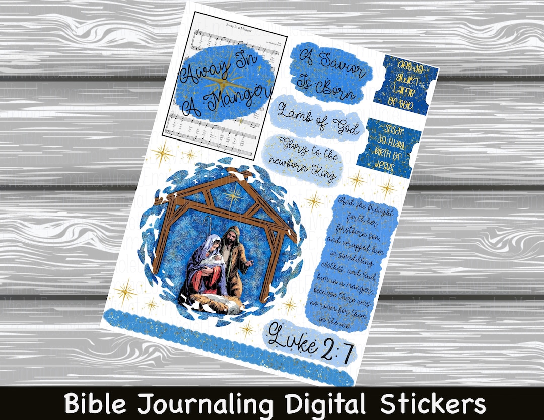 Away in A Manger Hymn Sticker Series Printable Bible Journaling ...