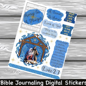 Away in A Manger Hymn Sticker Series Printable Bible Journaling ...