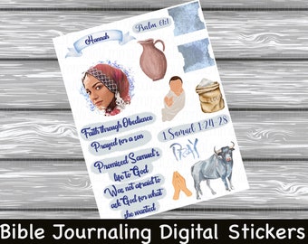 Hannah Women Of The Bible Series, Bible Journaling Printable Sticker Sheet, Instant Digital Download