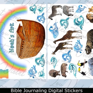Arca de Noé Biblia Diario Pegatinas imprimibles Descarga digital instantánea, Pegatinas del planificador, Scrapbooking, Diario de la Biblia
