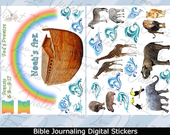 Adesivi per il diario biblico dell'Arca di Noè: pianificatore cristiano (download digitale)