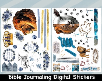 Lion and Lamb Bible Journaling Stickers: Revelation Art (Digital Download)