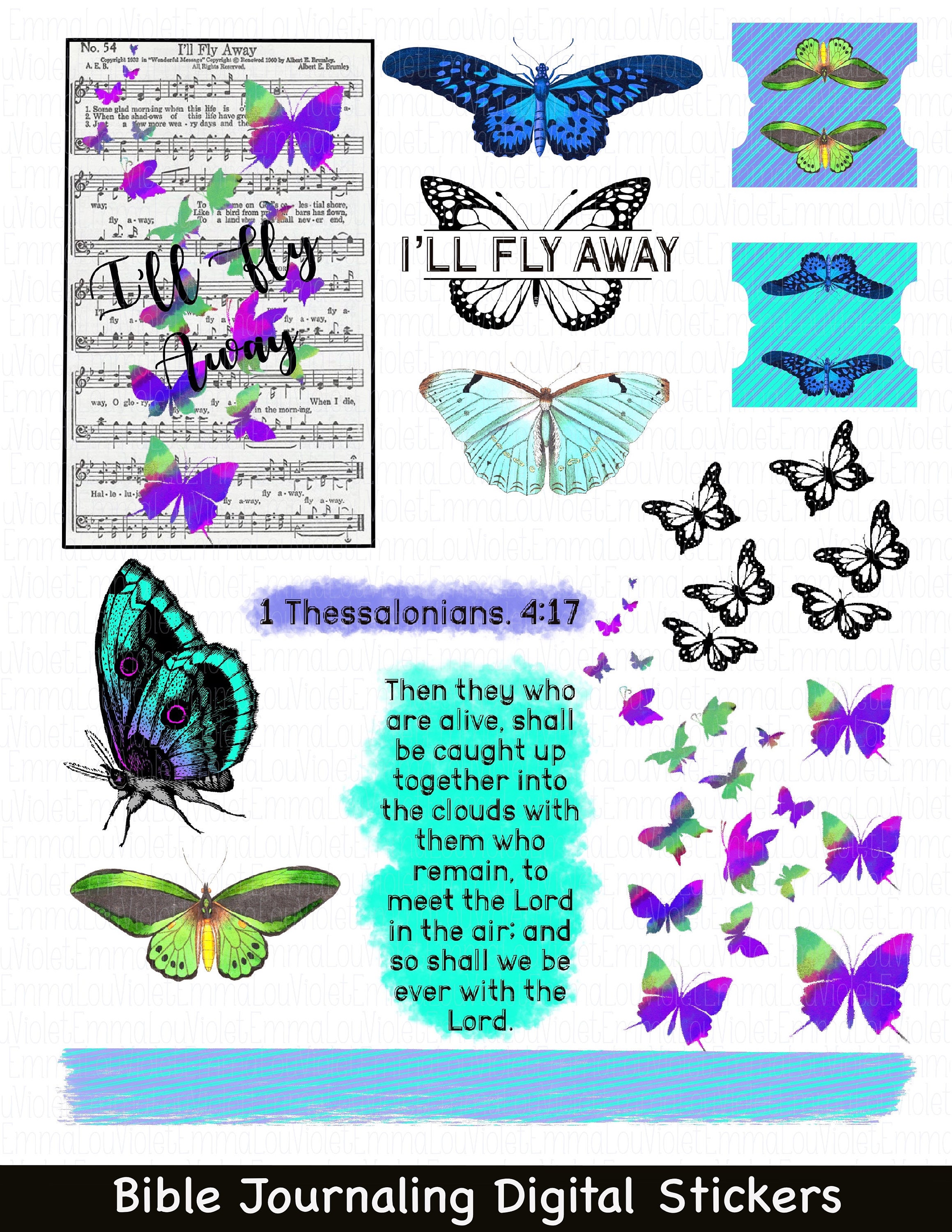 Ill Fly Away Butterflies Edition Hymn Sticker Series Bible - Etsy