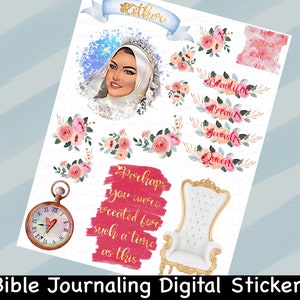 Esther-Women Of The Bible Series, Bible Journaling Printable Sticker Sheet,Bible Stickers,Journal,Planner Stickers,Instant Download