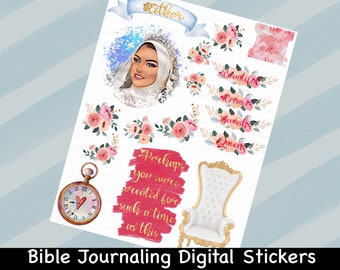 Esther Bible Journaling Stickers: Women of the Bible (Digital Download)