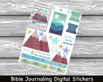 Go Tell It On The Mountain Hymn Stickers: Bible Journaling (PDF PRINT)