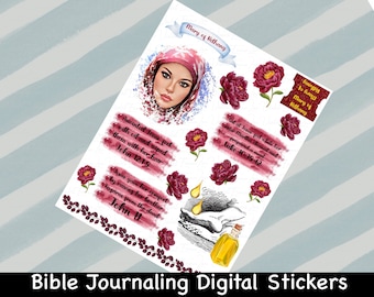 Maria von Bethanien Bibel Journaling Aufkleber, christlicher Glaube (Digitaler Download)