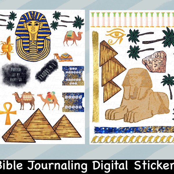 Egypt Exodus Bible Journaling Printable Sticker Sheet, Journal Supplies, Planner, Bible Stickers Instant Download