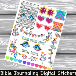 Richt uw ogen op Jezus Hymn Sticker Series Afdrukbare Bijbel Journaling PDF Download