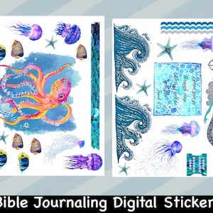 Deep waters Isaiah Bible Journaling Printable Sticker Sheet, Journal Supplies, Planner, Bible Stickers, Instant Download