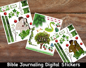 Adam and Eve Bible Journaling Stickers: Christian Faith Printable (PDF)