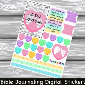 Jesus Loves Me Hymn Sticker Serie Gedruckt Bibel Journaling Sticker Sheet Sofortiger digitaler Download