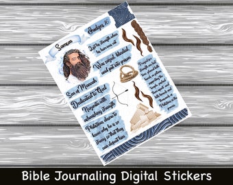 Samson Men Of The Bible Series Bible Journaling Printable Sticker Sheet Instant Digital Download