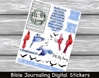 I'll Fly Away Hymn: Bird Stickers for Bible Journaling (Digital Download)