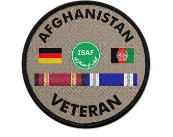 Round Patch 9 cm Veteran Afghanistan ISAF PRINTED Remembrance Deployment Commemoration Gift K03957