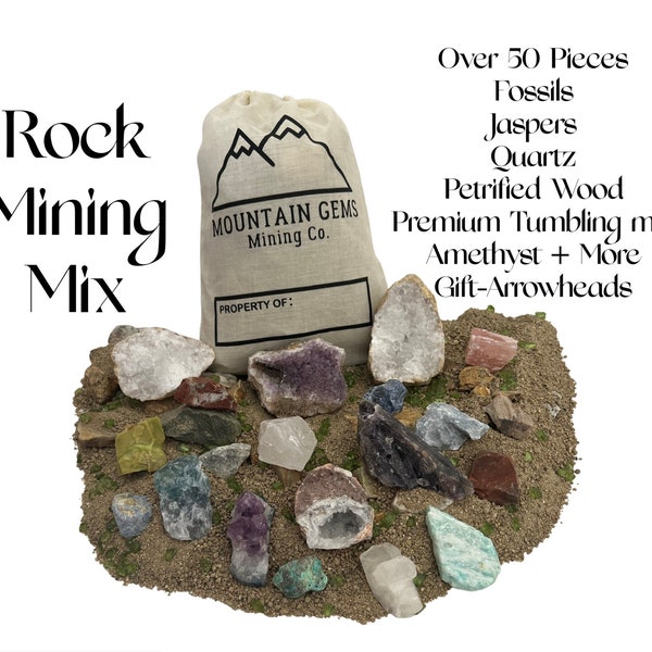Mountain Gems Mining Co. | Rock Mining Bag | Dig For Crystals and Gemstones | Paydirt | Mining Rough | Crystal Mining Bag
