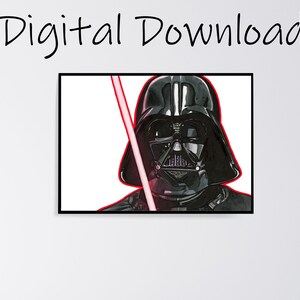 Star Wars Darth Vader Printable Wall Art, Star Wars Darth Vader Digital Drawing, Star Wars Printable Wall Art, Star Wars Digital Download