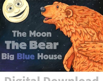 Impresión artística de un oso en la gran casa azul / Impresión artística nostálgica de un fan (descarga digital)