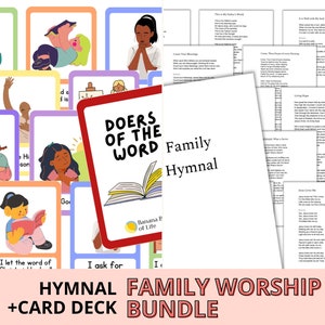 PACK CULTE FAMILIAL | Hymnal + Cartes pour enfants | Imprimer à la maison | Hymnes classiques + Chansons de culte modernes | Service quotidien au Seigneur