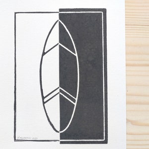 Linocut - hand-printed - On the water