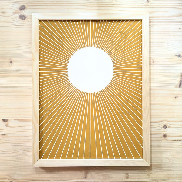 Linoldruck handgedruckt Sonne 30x40 cm