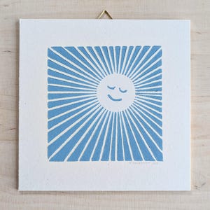 Linoldruck - handgedruckt - Sonnenschein