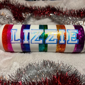 30 oz Alcohol Ink white striped epoxy glitter tumbler