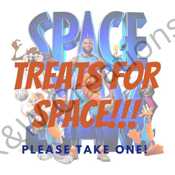 Space Jam Treats label