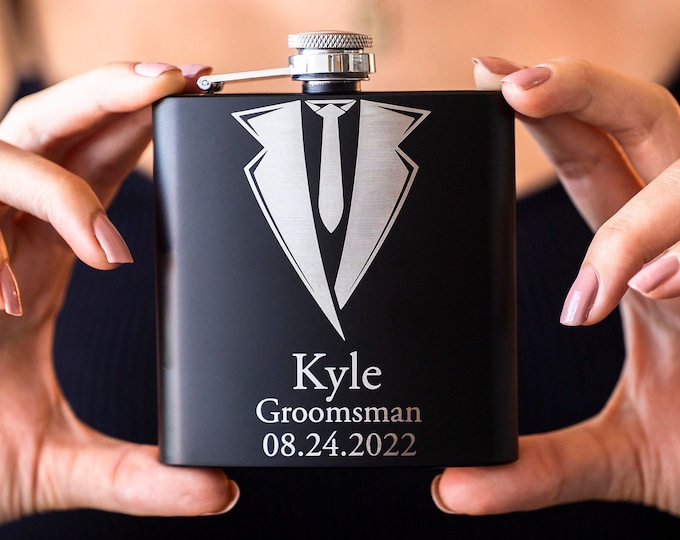 Personalized Gift Flask, Groomsmen Gifts, Engraved Flask, Gift For Him, Flask For Groomsmen, Gifts For Wedding Party, Groomsmen Flask Gift