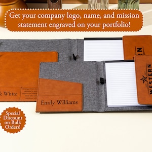 Aangepaste bedrijfsportfolio, gepersonaliseerde leren portfolio, relatiegeschenken, leren notitieboekje, cadeaus voor kantoor, cadeaus zakelijke klant