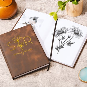 Personalized Sketchbook, Gold Embossed Drawing Book, Custom Name