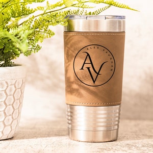 Personalized Leather Tumbler, Custom Tumbler, Housewarming Gift, Gift For Her, Engraved Personalized Gift, Anniversary Gift, 20 Oz Tumbler
