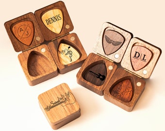 Wooden Guitar Pick, Custom Guitar Pick Holder, Personalized Wooden Guitar Box, Guitar Accessories, Gift For Him, Gift For Guitarist