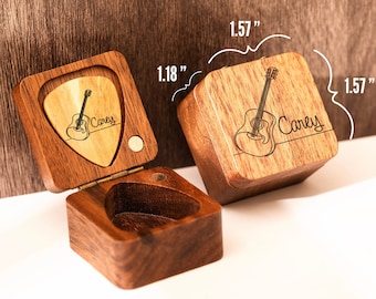 Custom Guitar Pick Holder, Personalized Wooden Guitar Box, Wooden Guitar Pick, Guitar Accessories, Gift For Him, Gift For Guitarist