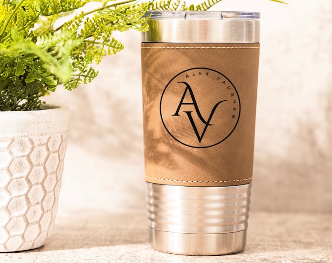 Personalized Leather Tumbler, Custom Tumbler, Housewarming Gift, Gift For Her, Engraved Personalized Gift, Anniversary Gift, 20 Oz Tumbler