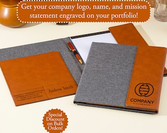 Company Portfolio, Engraved Leather Portfolio, Corporate Gifts, Small Business Gift, Custom Leather Portfolio, Personalized Padfolio