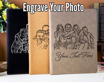 Custom Picture Portfolio, Leather Portfolio, Personalized Leather Journal, Engraved Photo Gift, Family Photo Gift, Handwriting Gift