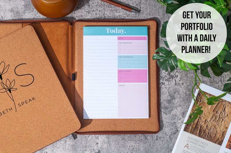 Personalized Planner, Refillable Leather Planner, Personalized Padfolio With Planner, Daily Planner, Custom Planner, To Do List Productivity image 4