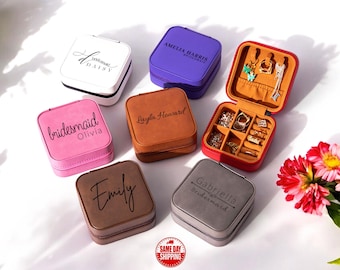 Bridesmaid Jewelry Boxes, Bridesmaid Proposal, Jewelry Travel Case, Wedding Gift, Personalized Jewelry Case, Bridal Party Gifts