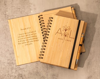 Customized Wood Journal, Personalized Wood Notebook, Travel Journal, Personalized Notebook, Birthday Gift, Spiral Notebook, Graduation Gift