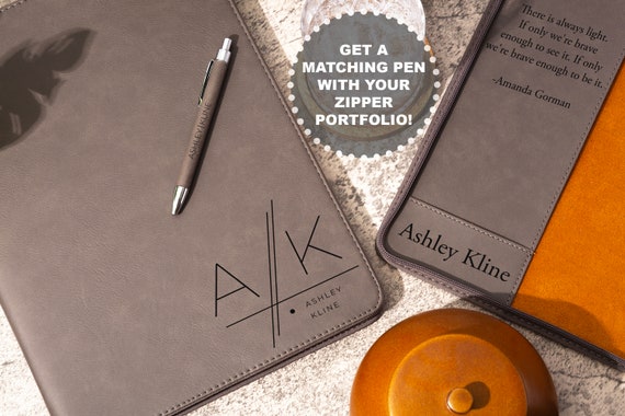 Custom Leather Gift Set, Personalized Portfolio With Pen, Appreciation Gift, Custom Company Gifts, Gift Set For Him, Custom Graduation Gifts